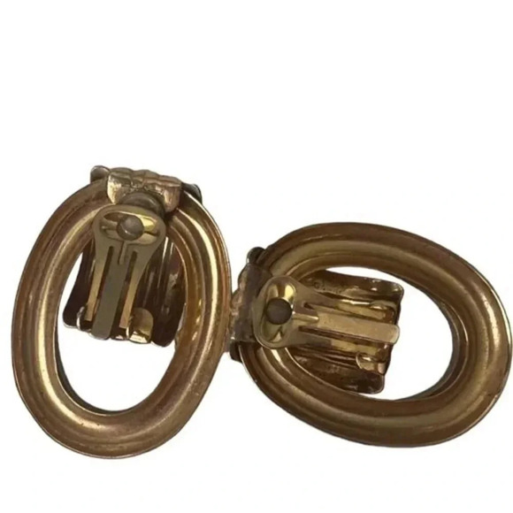 Vintage Door Knocker Clip-On Earrings Gold Toned - Picture 2 of 4